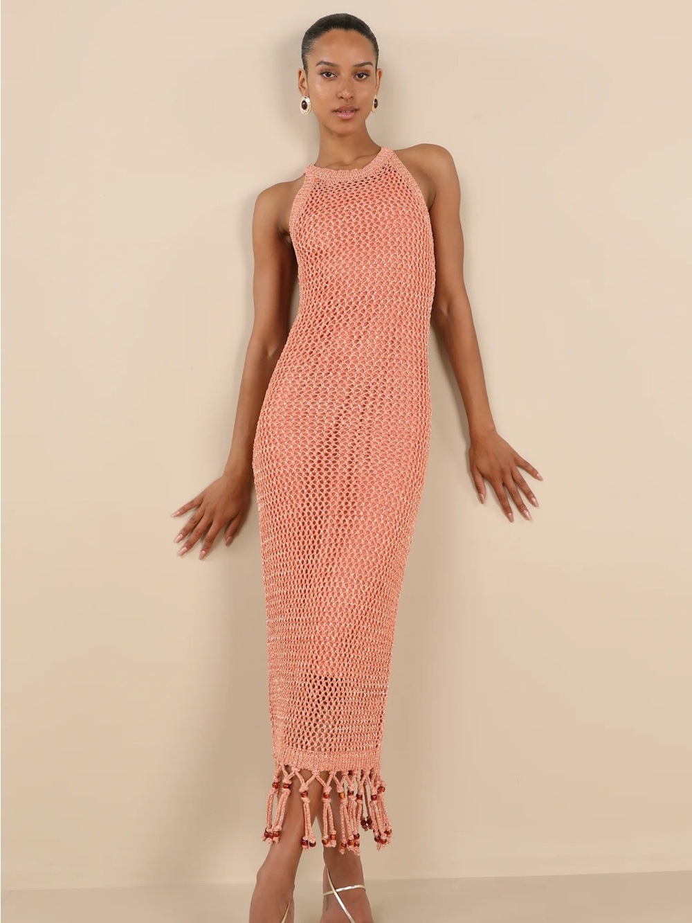 Lulus crochet fringe midi dress